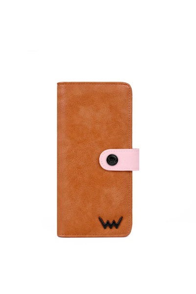 Women's Leather Zip Wallet Brown and beige Florience