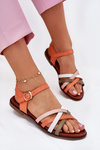 Women's Sandals With Intertwining Straps Orange Sergio Leone SK090H