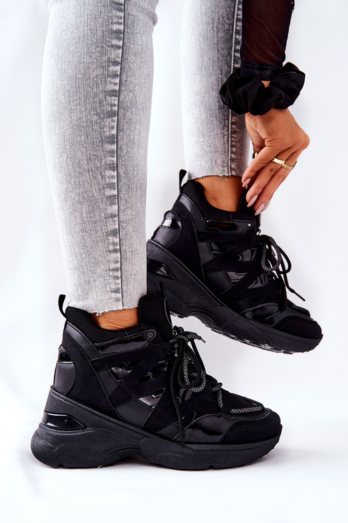 Sportowe Buty Na Koturnie Czarne Hesane