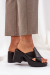 Light Block Heels Made Of Eco Leather Black Kacaria