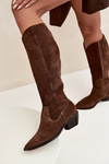 Cowboy Boots Made of Natural Suede Lined Zazoo 4225 Brown