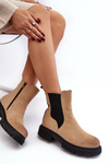 Women's Lined Ankle Boots with Zipper Beige Vesta
