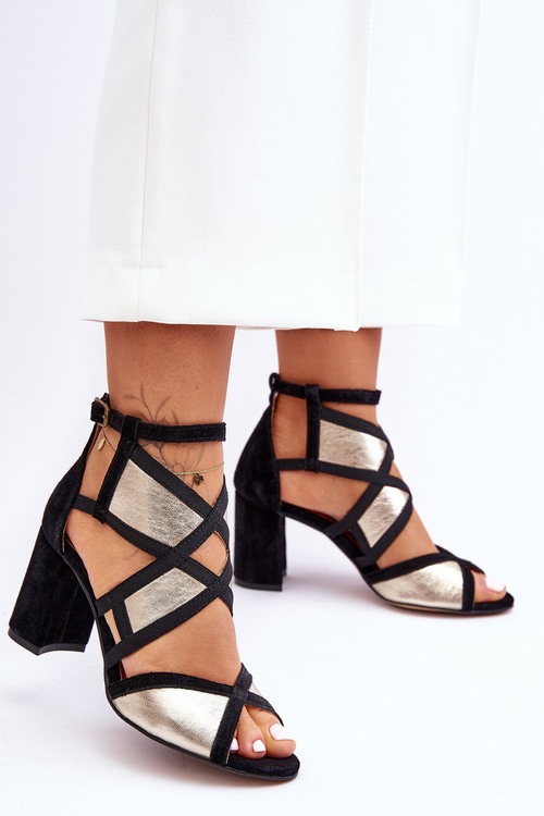 Heel Sandals Maciejka 05181-25 Gold-Black