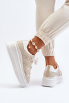 Women's sneakers with chunky lacing beige Vinali