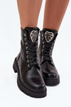 Boots Workers With Jewelry Decoration Insulated Eco Leather Black Miryssa