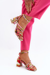 Patterned Sandals on Stiletto Multicolor Jenglla