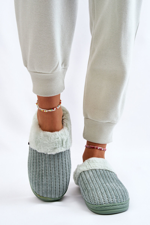 Papcie Damskie Ocieplane Wsuwane Futerko Zielone Leriss