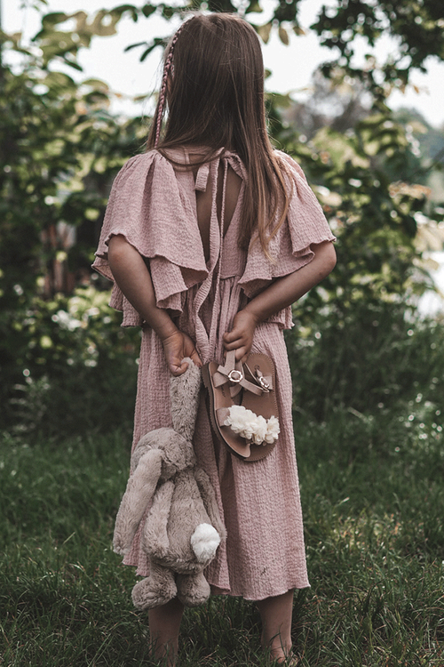 Fashionable Children's Sandals With Flowers Beige-gold Poly