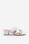 Women's Low Heel White Mules Rosila