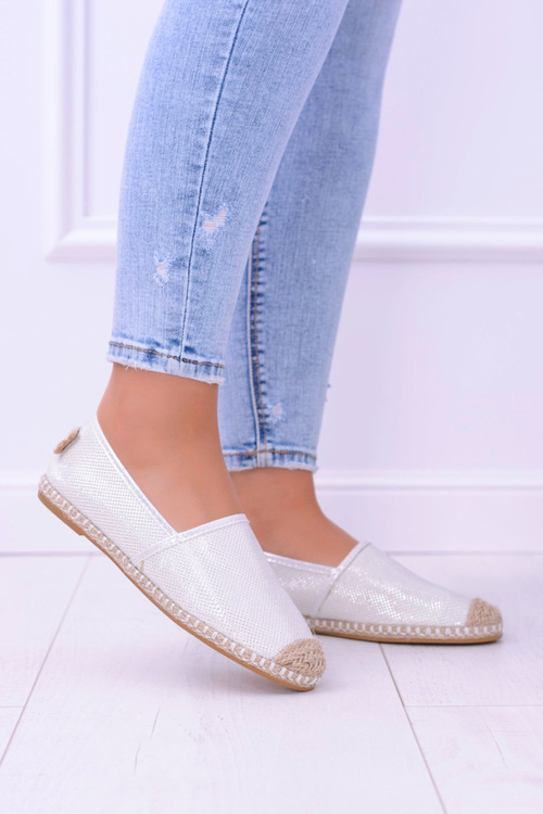 Brokatowe Espadryle Lu Boo Białe