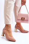 Suede Pumps With A Decorative Heel Maciejka 05042-15 Pink