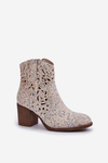 Perforated Ankle Boots On Block Heel Multikolor Nurissa