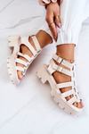 Leather Sandals With Straps Beige Minorite