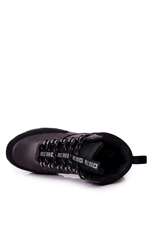 Buty Sportowe Skórzane Wysokie Big Star Czarne II174176