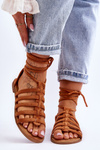 Women's Suede Roman Sandals Camel Sempre