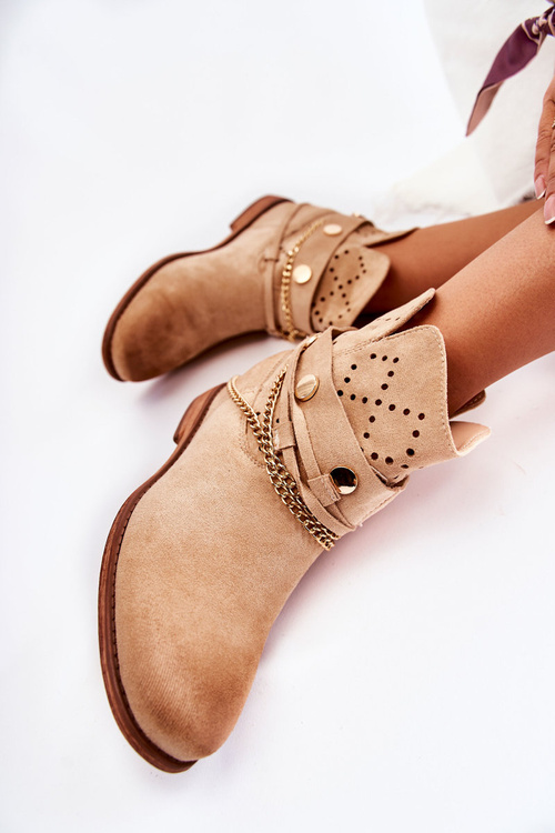 Suede Boots On Hidden Wedge Beige Verine