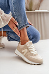 Damskie Ocieplane Kożuchem Sneakersy Buty Sportowe Damskie Beżowe Ciamara