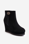 Women's Wedge Boots With Small Decoration Black Bertolina