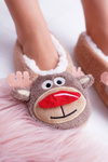 Home Women's SOXO Christmas Reindeer Ballerinas Beige