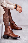 Lace-up boots on a flat heel caramel Grete