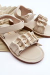 Children's Sandals With Velcro Hearts Beige Havana