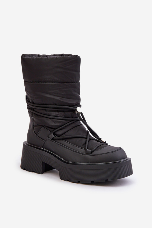 Women's Snow Boots On Platform And Flat Heel Black Seandriel