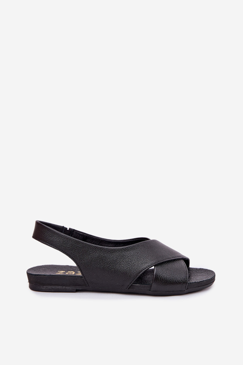 Sandały Damskie Skóra Czarne Zazoo 40407