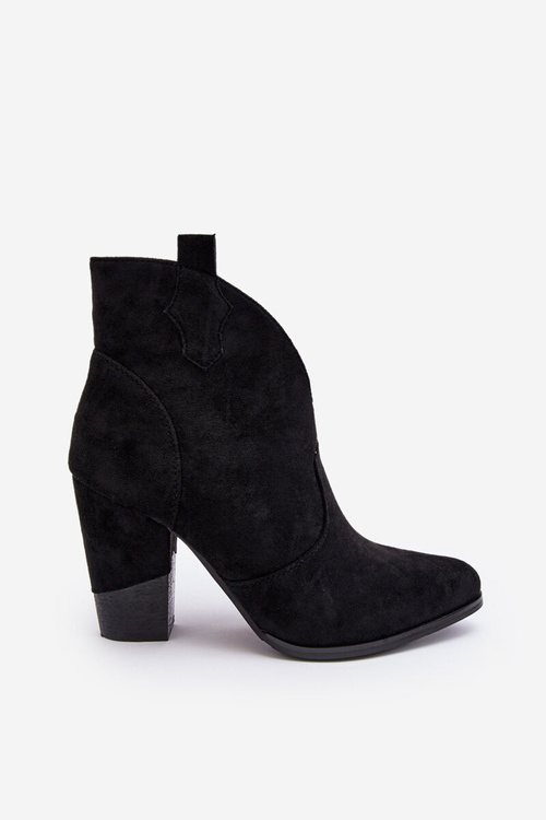 Botki Kowbojki Na Słupku Zamsz Czarne Tanner DA98P