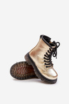 Insulated Girls Patent Boots With Zipper Gold Novita