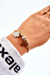 Elegant Women's Clover Bracelet With Cubic Zirconia Gold