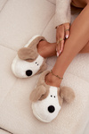 Furry Ladies Slippers Dogs Beige Faylen