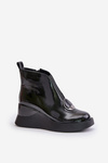 Lacquered Wedge Ankle Boots Insulated D&A MR880-136 Black