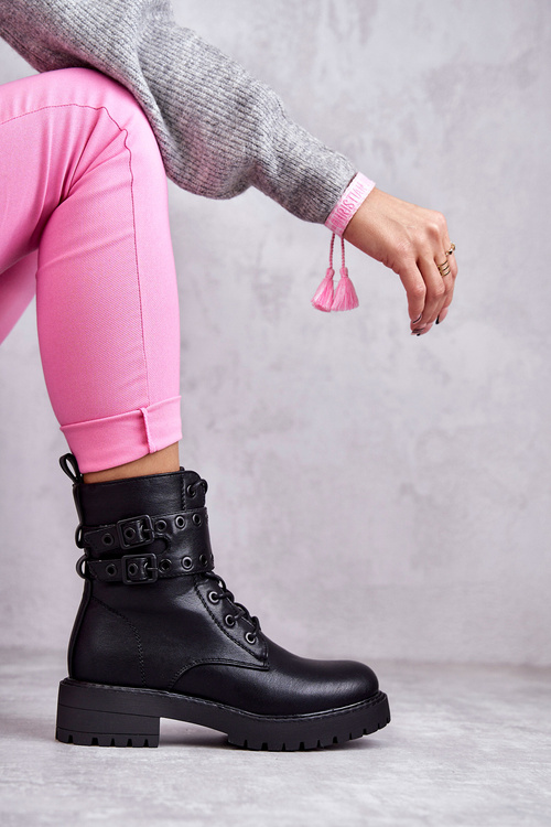 Women's Warm Leather Boots Black Silvor