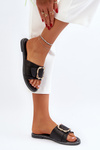 Women's Black Sandals with Strap and Buckle Opahiri