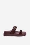 Women's Platform Sandals With Golden Buckles Brown Wernone