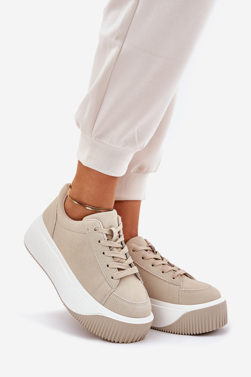 Sneakers On Massive Platform Smooth Beige Tirvanis