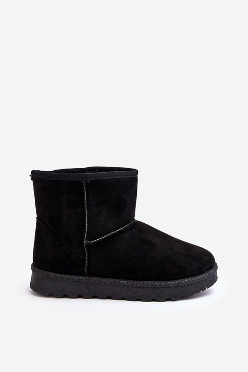 Women's Suede Snow Boots Fleece-Lined Black Nanga