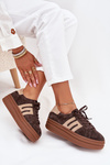 Damskie Sneakersy Na Platformie Zamszowe Czekoladowe Eldira