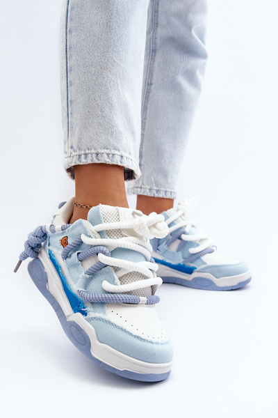 Sneakersy Damskie Grube Sznurowanie Niebieskie Miatora NB628