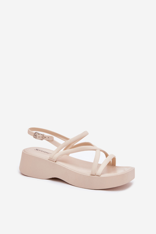 Women's Platform Sandals With Straps Light Beige Civara