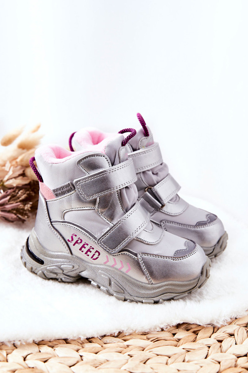 Velcro Insulated Snowboots Silver Percy