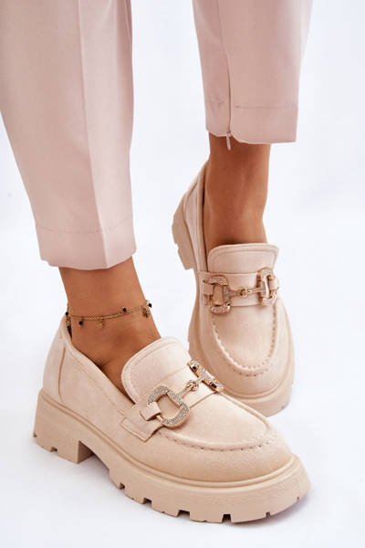 Women's Suede Platform Shoes Beige Deira