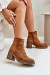 Heeled Boots Eco Suede Insulated With Zip Camel Lerallea