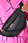 Leather Kidney Bag With Chain Bruno Rossi Black