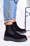 Women's Insulated Chelsea Boots On A Rubber Sole Suede Black Voyager
