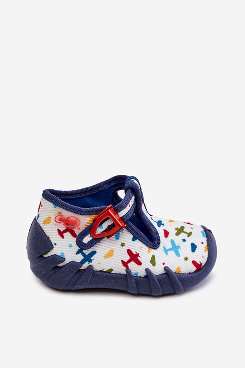 Buty Papcie Befado Samoloty 110P463 Biało-Granatowe