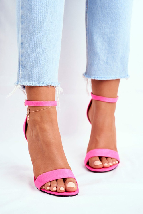 Zamszowe Sandały Na Szpilce Fuksja Liberty