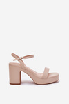 Eco Leather Heeled Sandals Beige Lillita