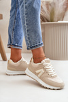 Damskie Ocieplane Kożuchem Sneakersy Buty Sportowe Damskie Beżowe Ciamara