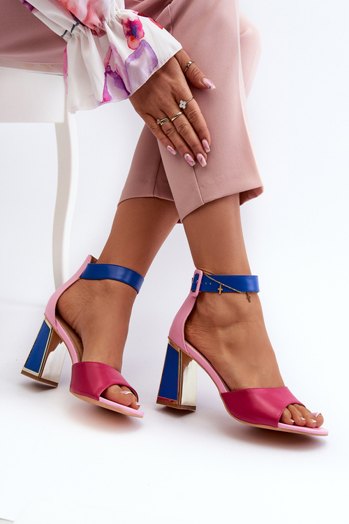Elegant Women's Sandals on Stiletto Pink Rosazara